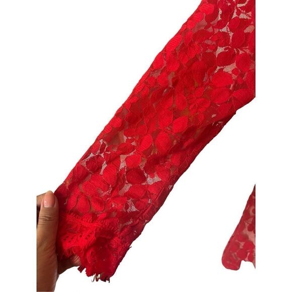 Free People semi sheer hot red dress sz 10 - Picture 5 of 6